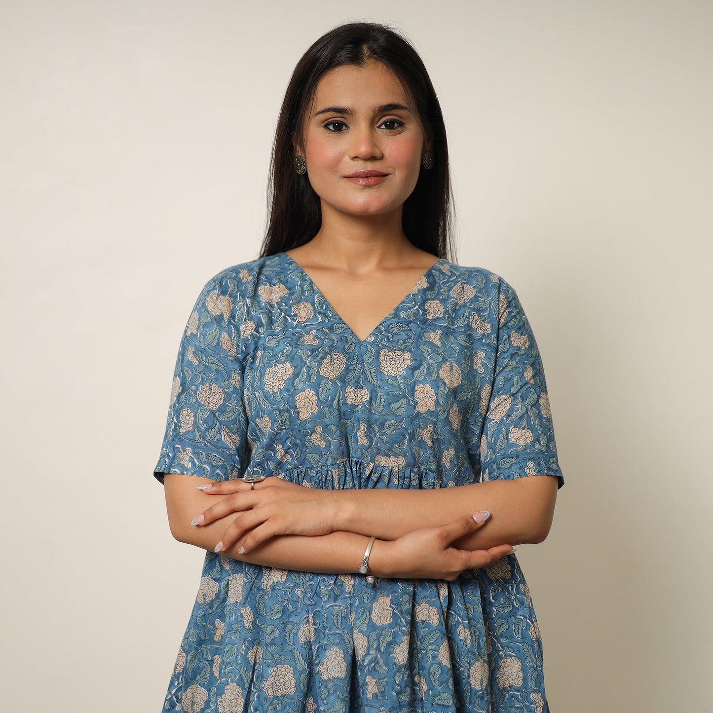 Blue - sanganeri block printed cotton co-ord set 08