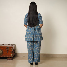 Blue - sanganeri block printed cotton co-ord set 08