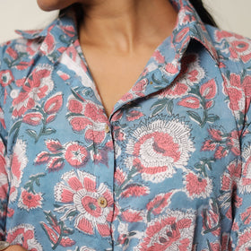 Blue - sanganeri block printed cotton co-ord set 14