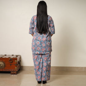 Blue - sanganeri block printed cotton co-ord set 14