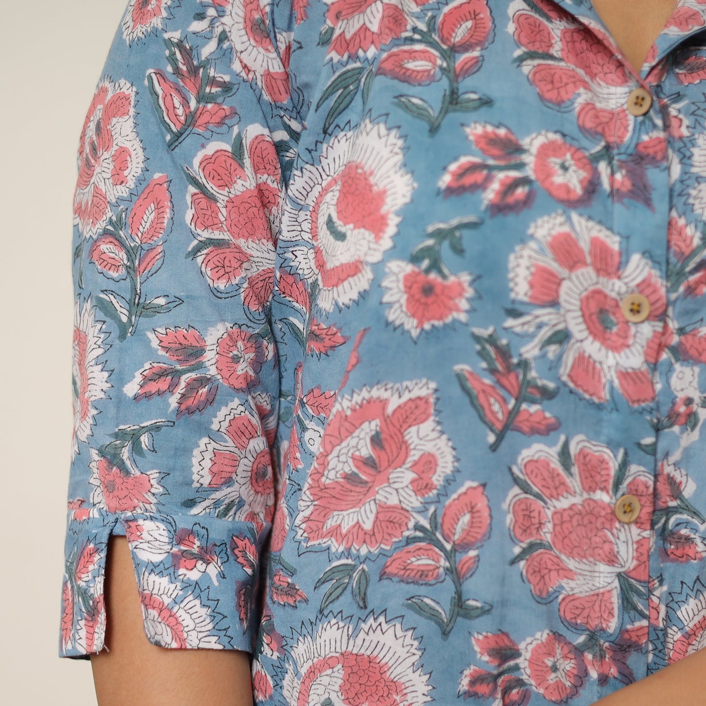 Blue - sanganeri block printed cotton co-ord set 14