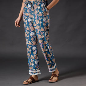 Buy Blue Sanganeri Block Printed Cotton Pant Online