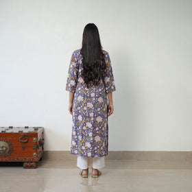  Blue Sanganeri Block Printed Cotton Straight Kurta