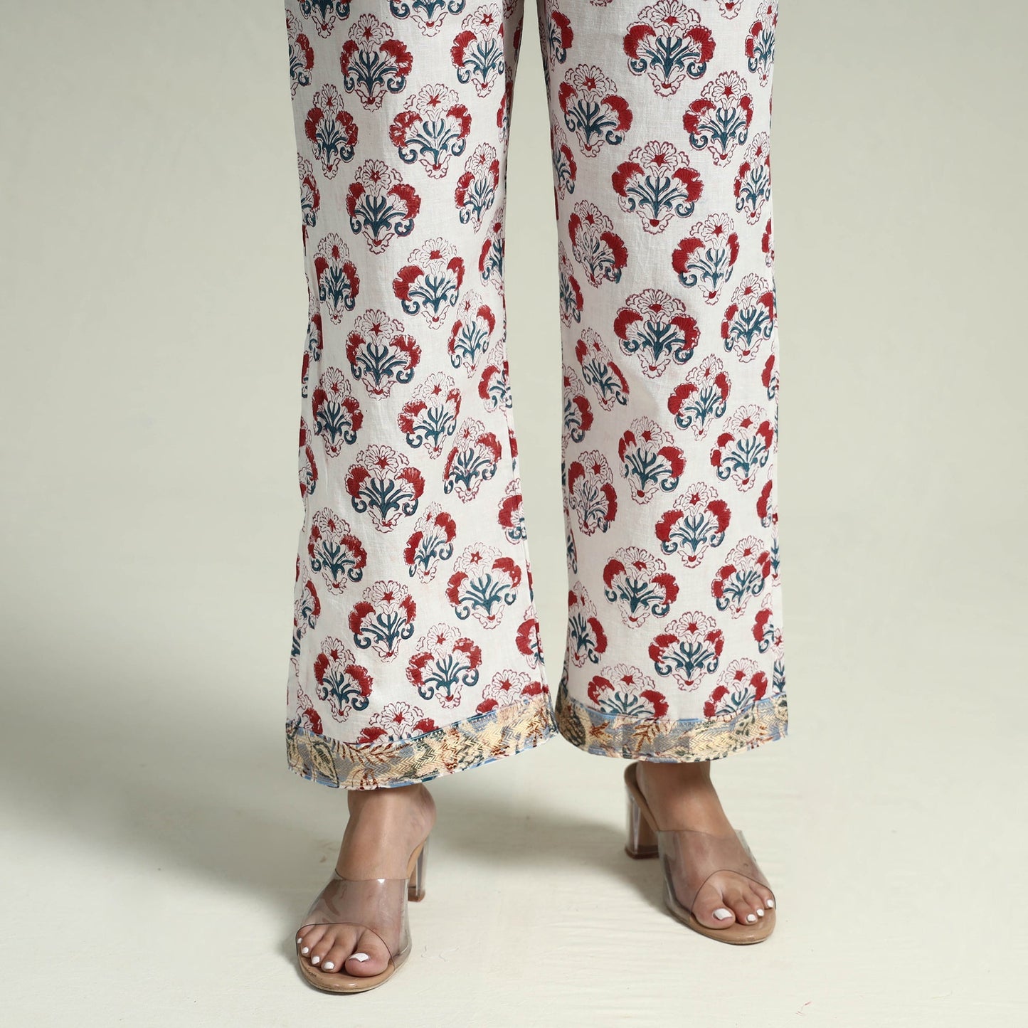  Sanganeri Block Printed Maheshwari Silk Kurta with Palazzo & Dupatta Set Online at iTokri.com