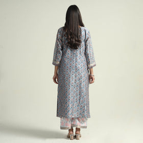 Sanganeri printed maheshwari silk kurta with palazzo &