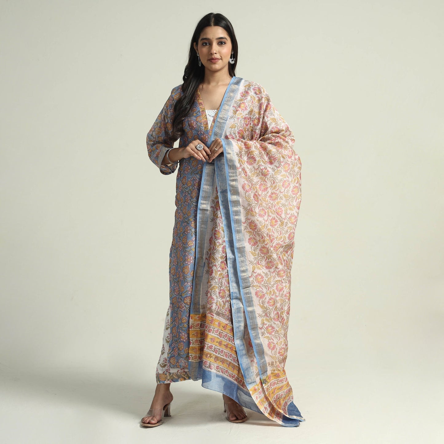 Sanganeri Kurta with Palazzo & Dupatta Set