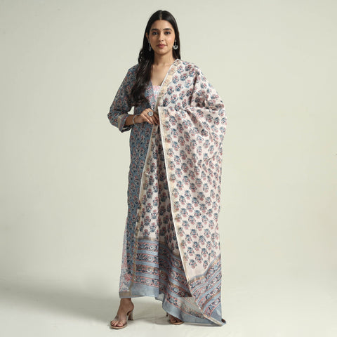 Sanganeri printed maheshwari silk kurta with palazzo &