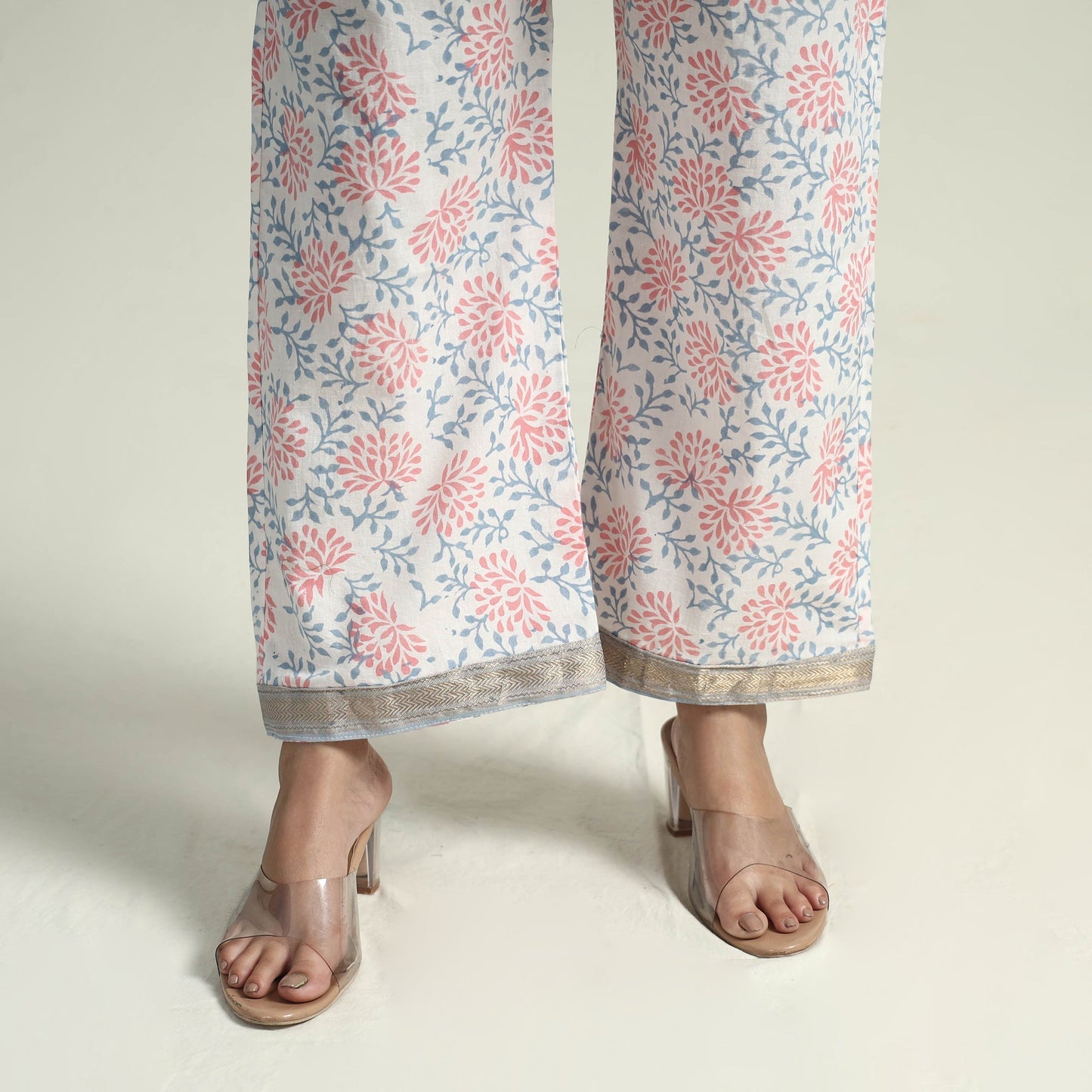 Sanganeri printed maheshwari silk kurta with palazzo &