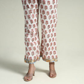  Sanganeri Block Printed Maheshwari Silk Kurta with Palazzo & Dupatta Set 