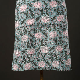 Blue - sanganeri cotton apron with pocket 01 - handcrafted