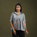 Buy Blue Sanganeri Block Print Cotton Crop Top