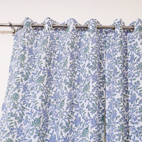 Blue - sanganeri cotton door curtain (7 x 3.2 feet) (single