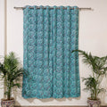 Blue - sanganeri cotton door curtain (7 x 3.2 feet) (single