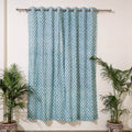 Blue - sanganeri cotton door curtain (7 x 3.2 feet) (single