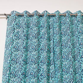 Blue - sanganeri cotton door curtain (7 x 3.2 feet) (single
