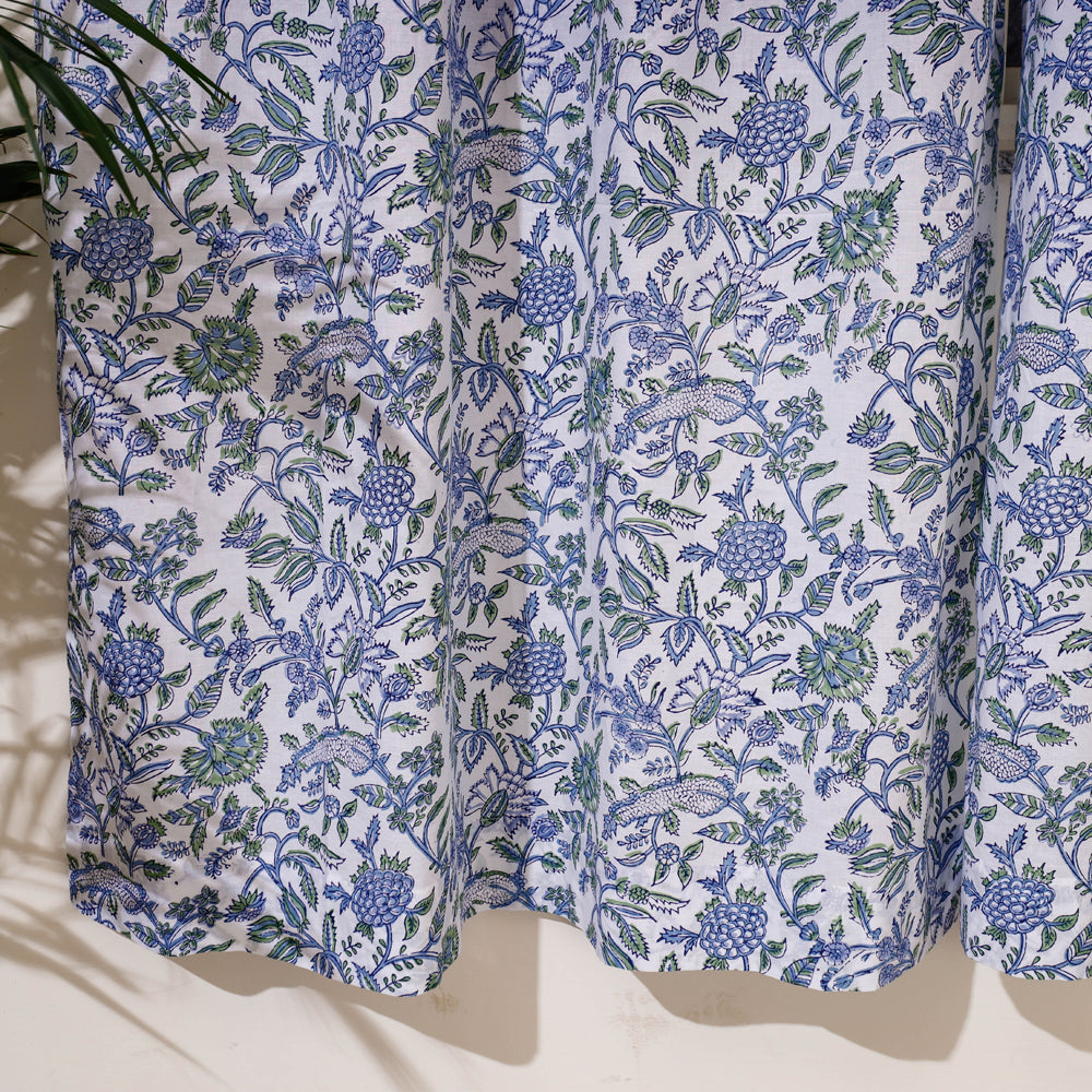 Blue - sanganeri cotton door curtain (7 x 3.2 feet) (single