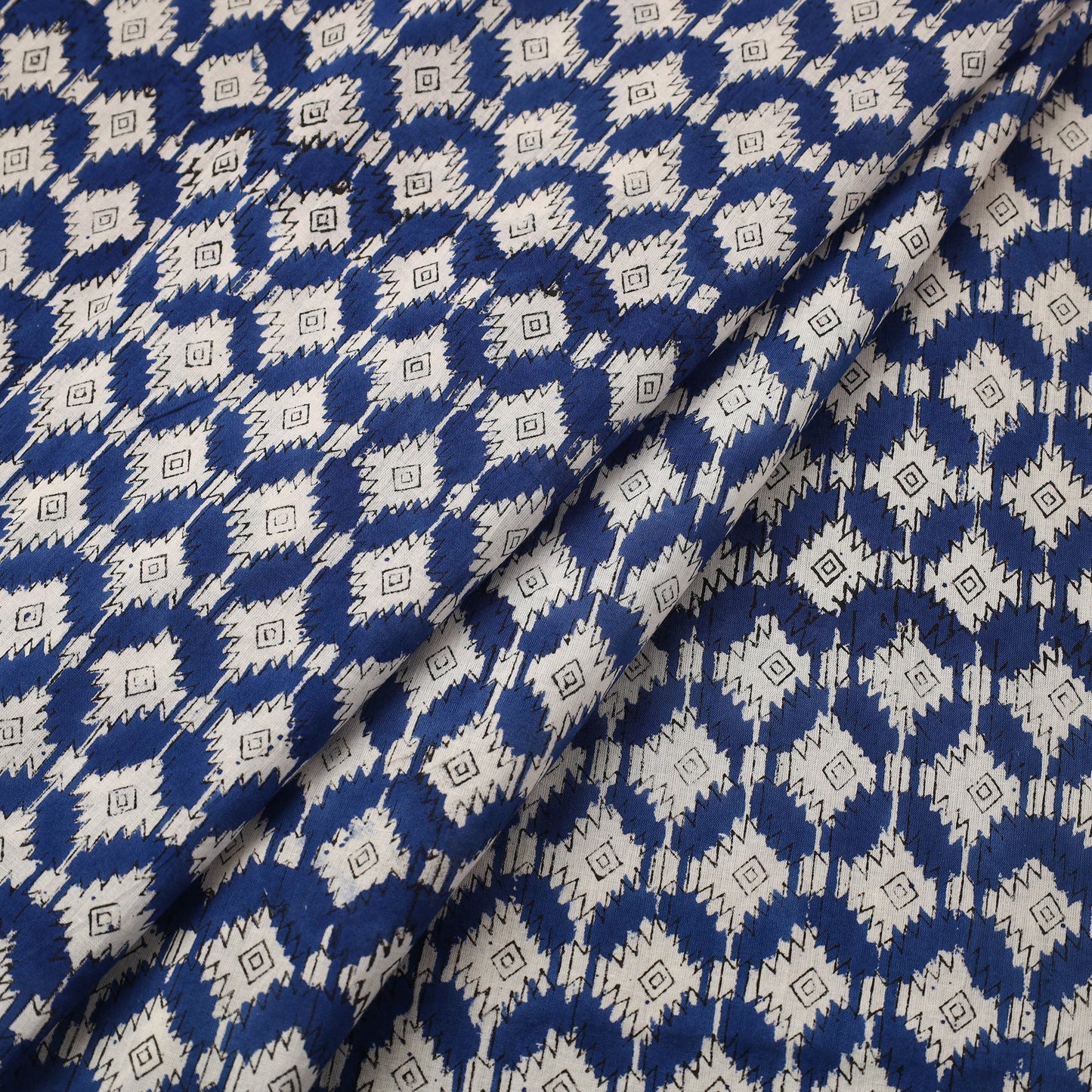  Blue Sanganeri Block Print Cotton Fabric