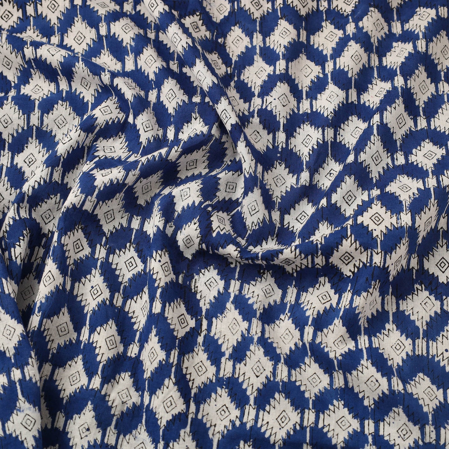  Blue Sanganeri Block Print Cotton Fabric