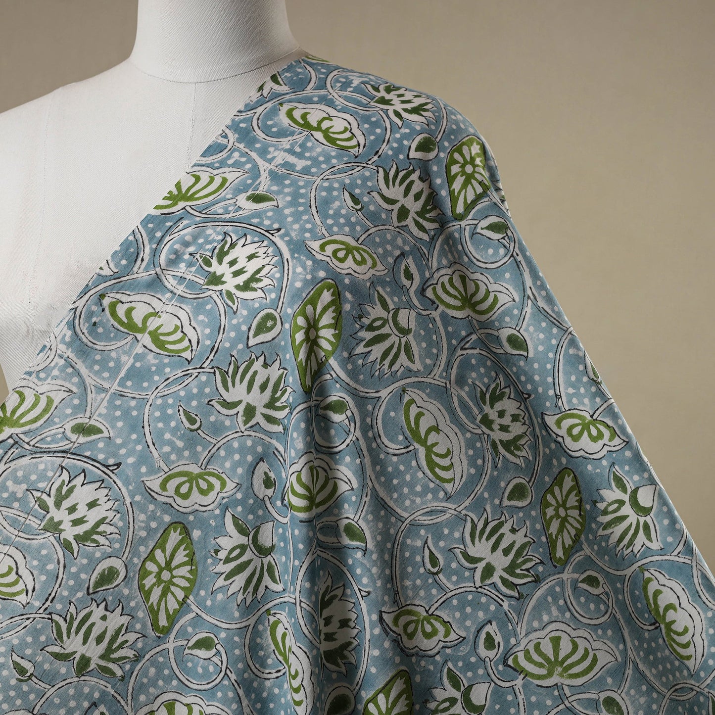 Blue - sanganeri cotton fabric 12 - handcrafted