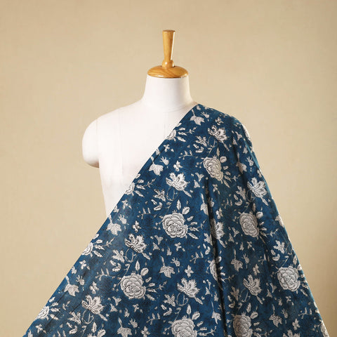 Blue - sanganeri cotton fabric 16 - handcrafted