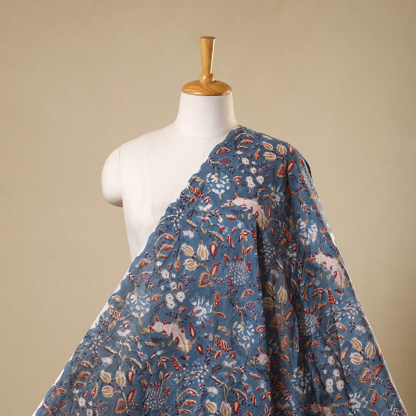 Blue - sanganeri cotton fabric 18 - handcrafted