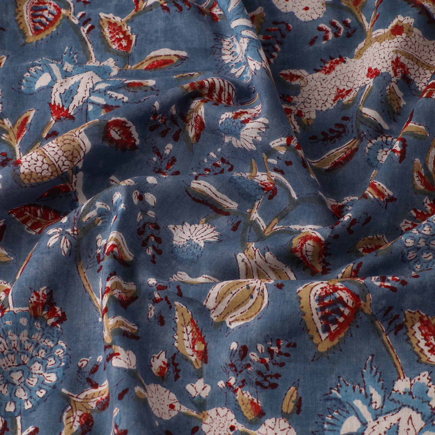 Blue - sanganeri cotton fabric 18 - handcrafted
