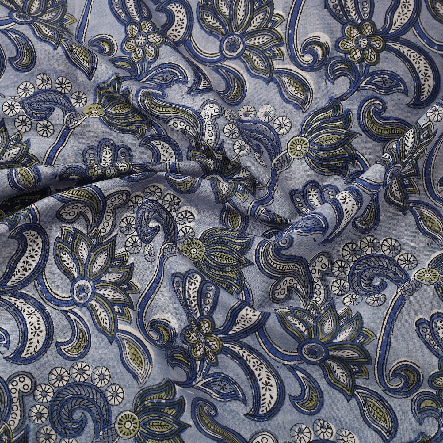  Blue Sanganeri Block Print Cotton Fabric