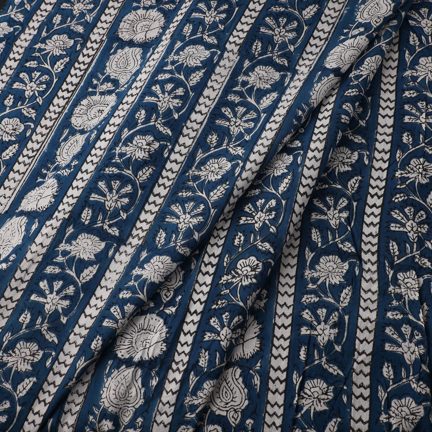 Blue Sanganeri Block Print Cotton Fabric