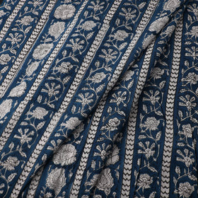 Blue Sanganeri Block Print Cotton Fabric