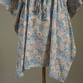 Blue Sanganeri Block Print Cotton Kaftan (Medium) 