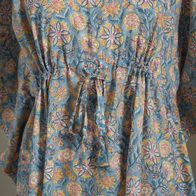 Blue Sanganeri Block Print Cotton Kaftan (Medium) 