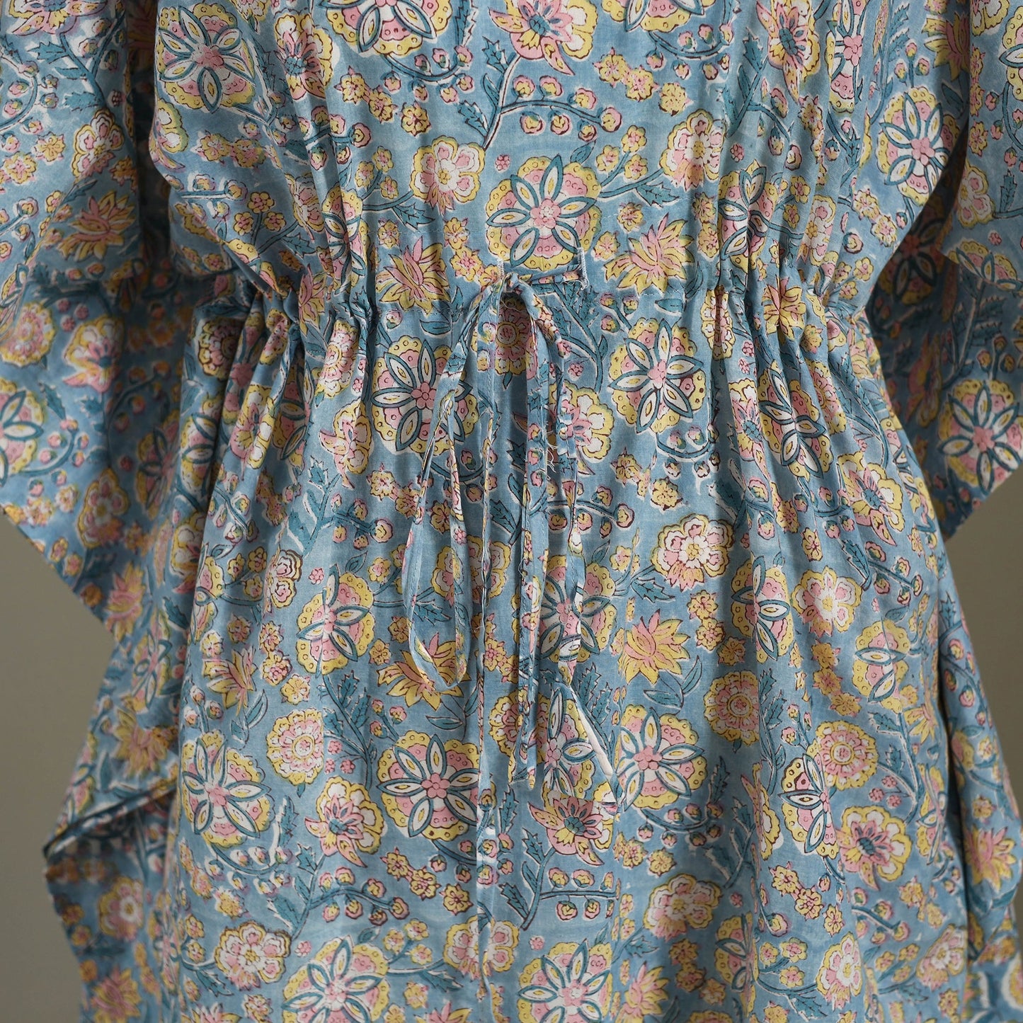 Blue Sanganeri Block Print Cotton Kaftan (Medium) 