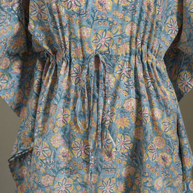 Blue Sanganeri Block Print Cotton Kaftan (Medium) 