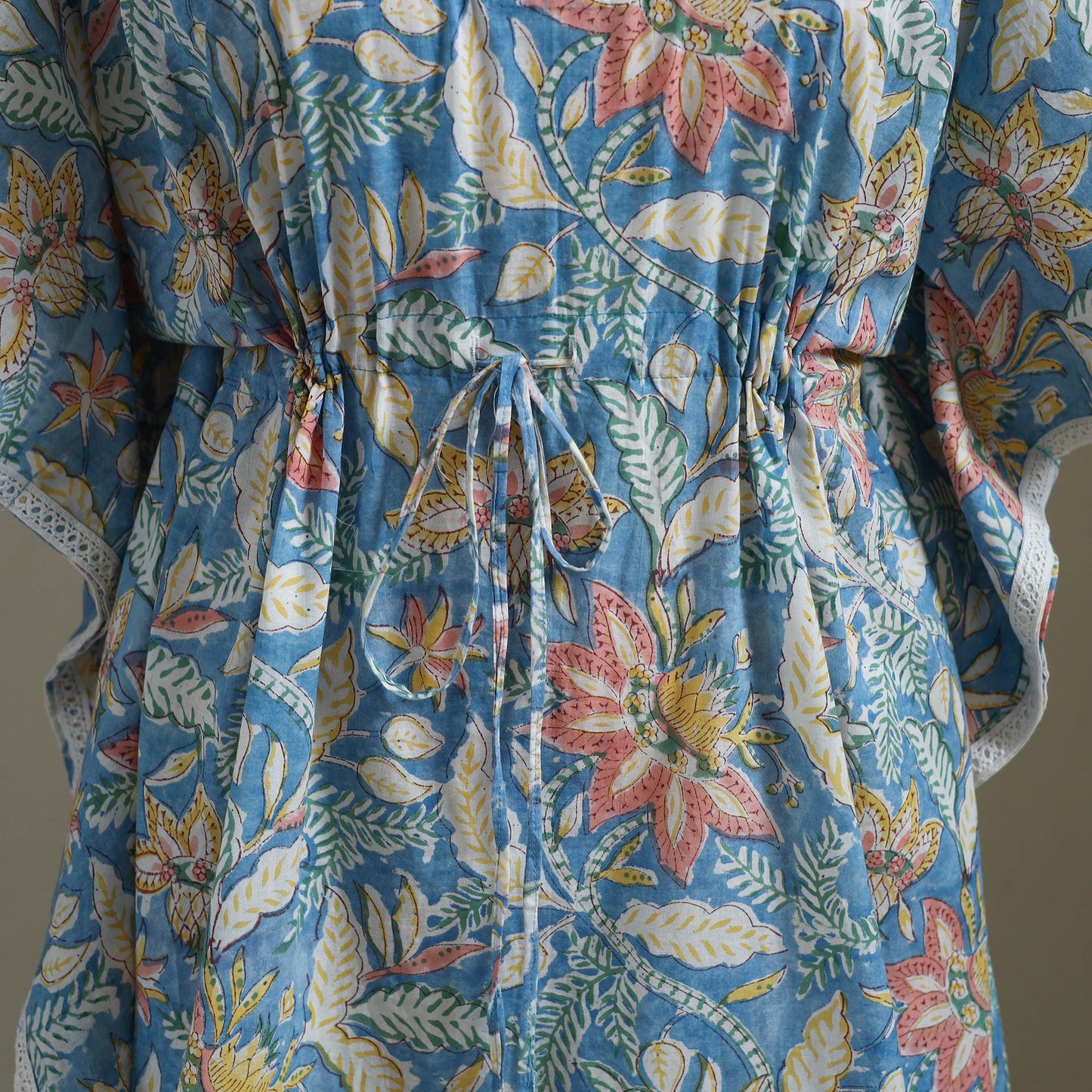 Blue Sanganeri Block Print Cotton Kaftan (Medium) 