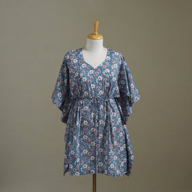 Blue Sanganeri Block Print Cotton Kaftan (Medium) 