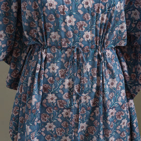 Blue Sanganeri Block Print Cotton Kaftan (Medium) 