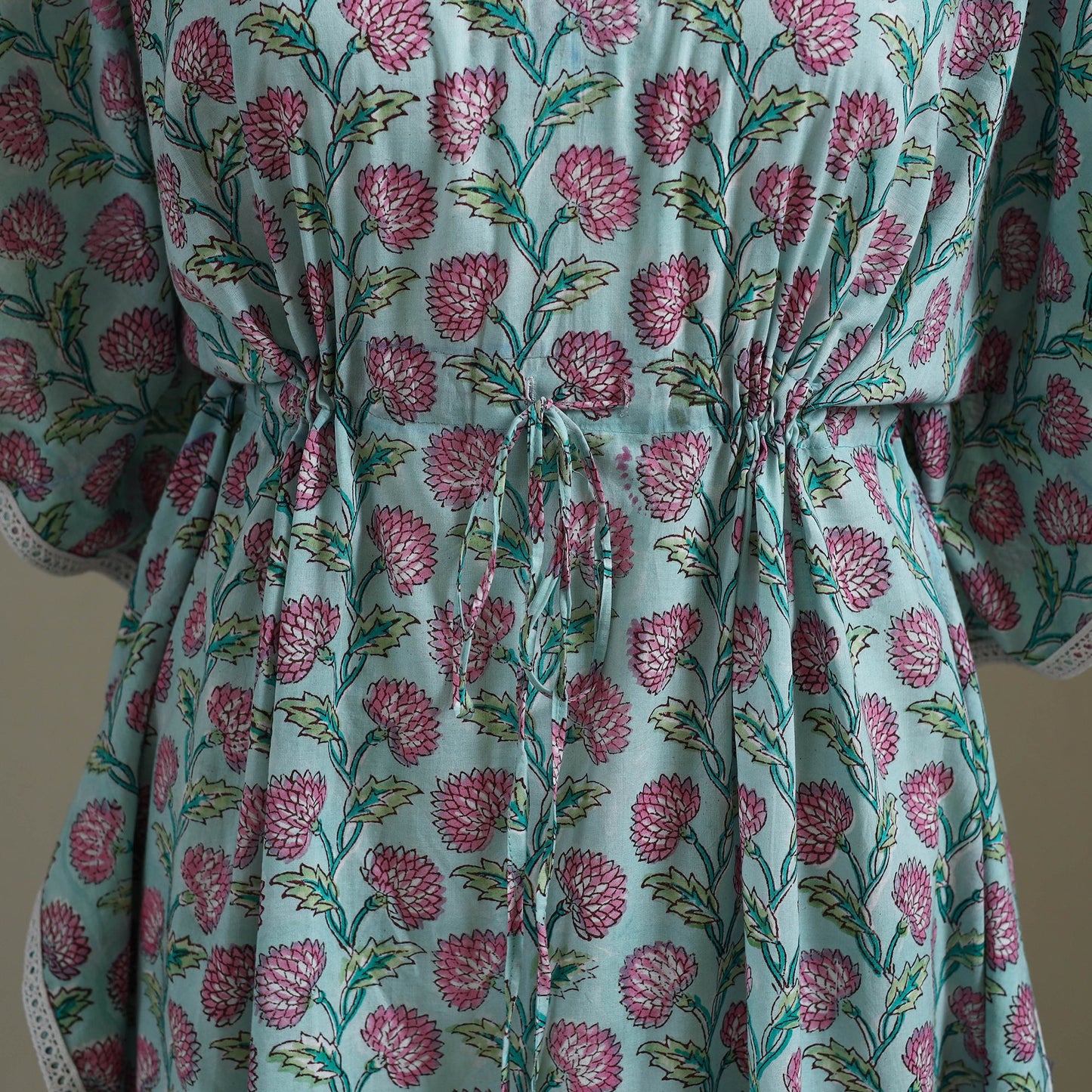 Blue Sanganeri Block Print Cotton Kaftan (Medium) 