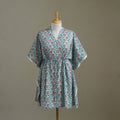 Blue Sanganeri Block Print Cotton Kaftan (Medium) 