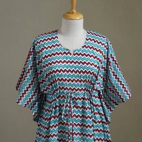 Blue Sanganeri Block Print Cotton Kaftan (Medium) 