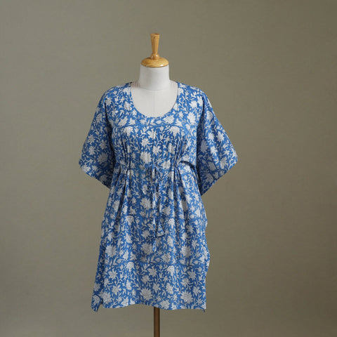 Blue - sanganeri cotton kaftan (medium) 45 - handcrafted