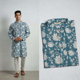 Sanganeri cotton long kurta for men 14 - handcrafted