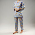 Blue - sanganeri cotton night suit - handcrafted