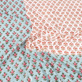 Buy Sanganeri Print Cotton Patchwork Bedsheet Set