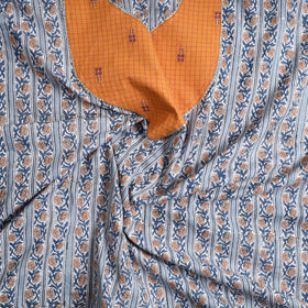 Blue - sanganeri cotton patchwork unstitched kurta material
