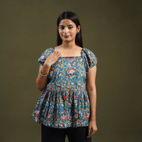 Buy Blue Sanganeri Block Print Top