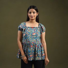 Buy Blue Sanganeri Block Print Top