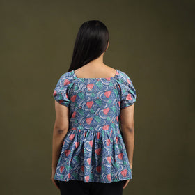  Blue Sanganeri Block Print Cotton Top