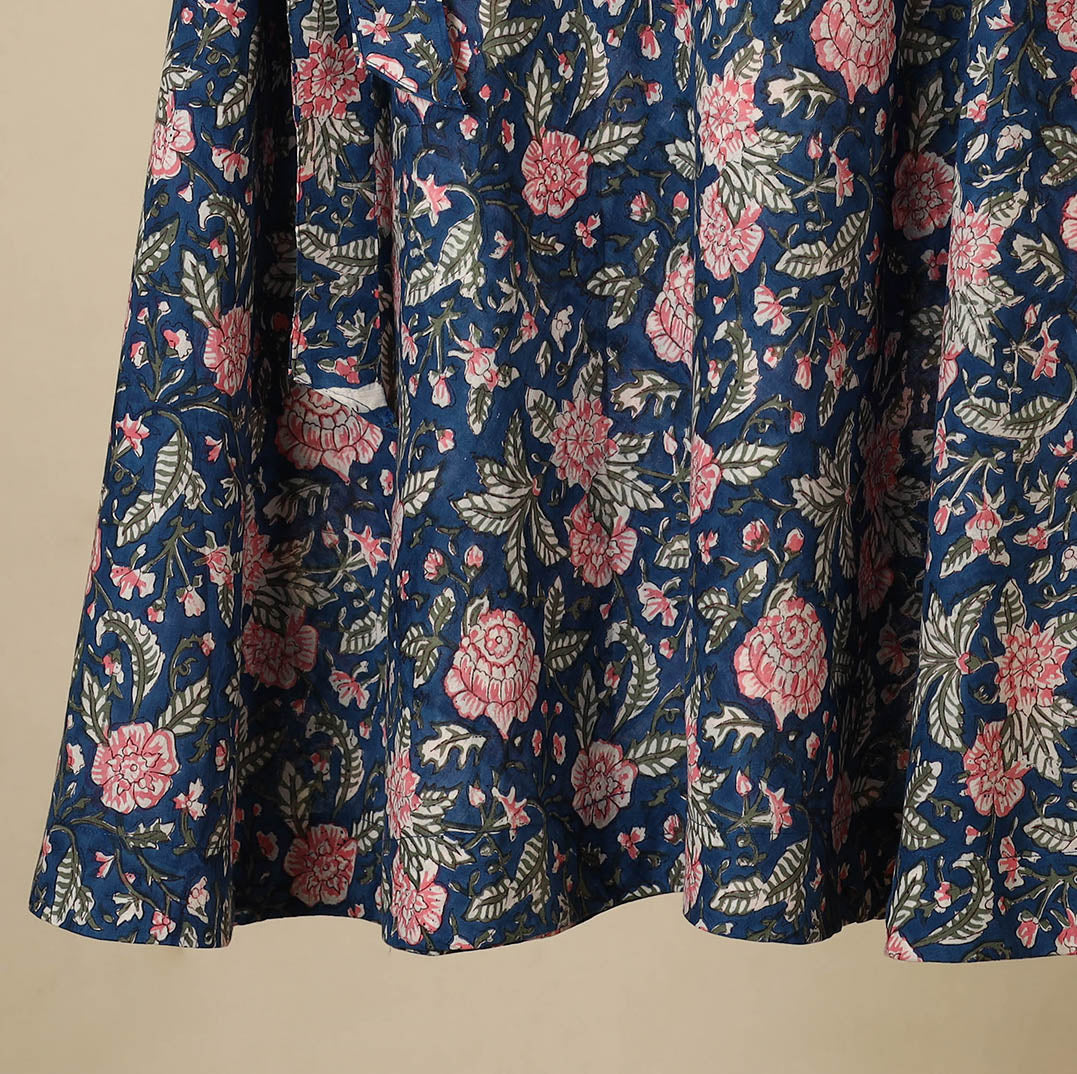 Blue - sanganeri cotton wrap around skirt 20 - handcrafted