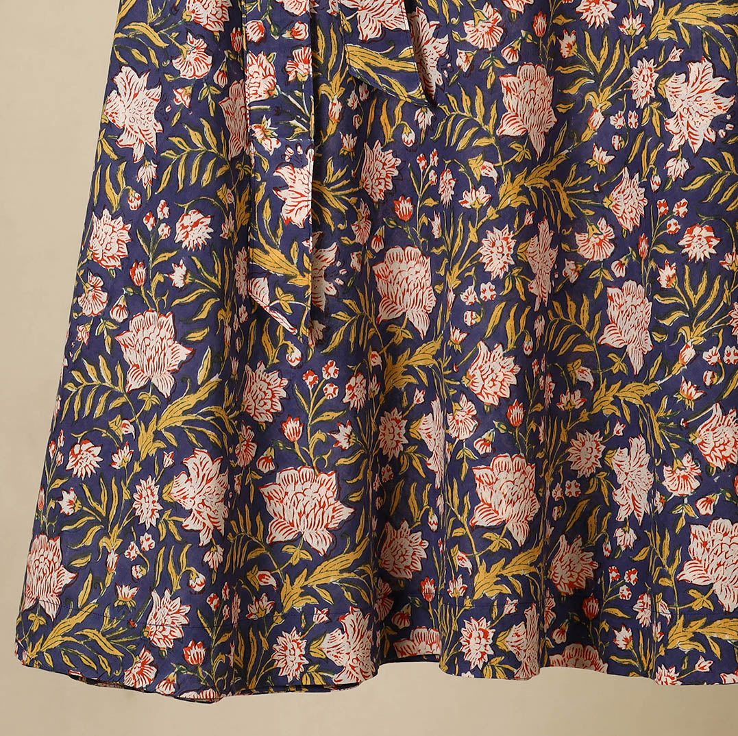 Blue - sanganeri cotton wrap around skirt 22 - handcrafted