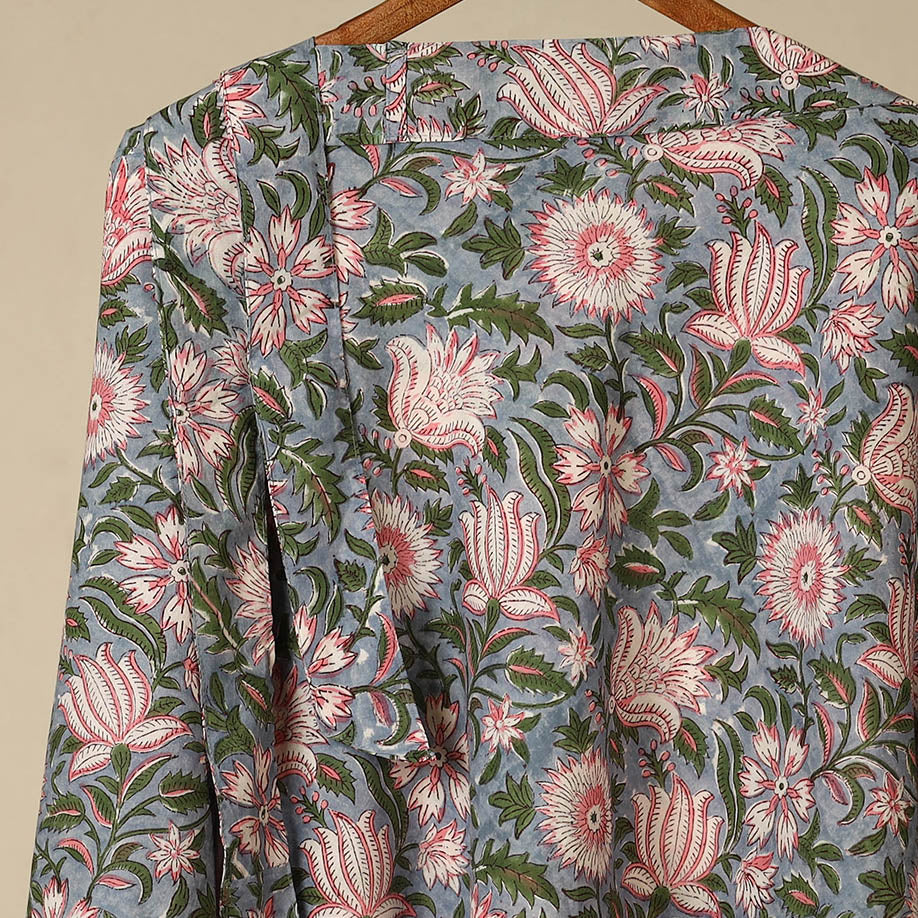 Blue - sanganeri cotton wrap around skirt 25 - handcrafted